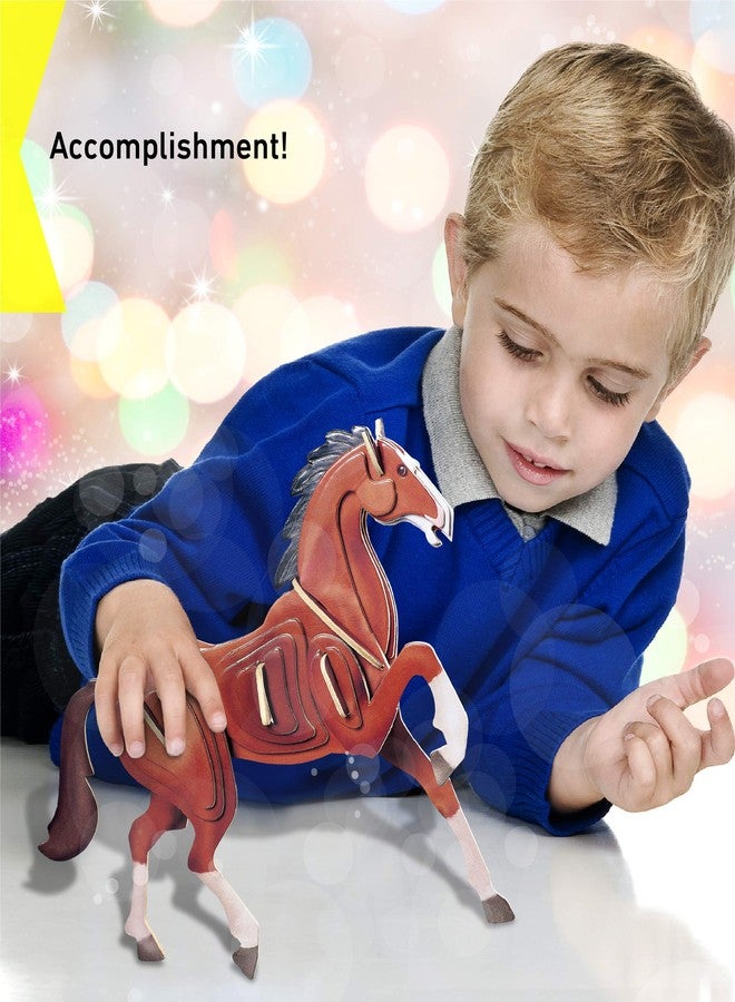 بازلد مجموعة تركيب أحجية ثلاثية الأبعاد على شكل حصان ملون من الخشب، ممتعة وفريدة من نوعها وتعليمية، لعبة حيوان خشبية يمكنك تجميعها بنفسك، أحجية ملونة مسبقًا لهواية البناء والتزيين، عبوة من 31 قطعة - Image 5